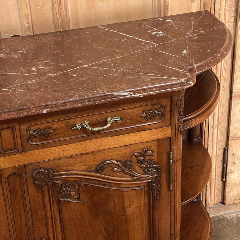 19th Century French Louis XV Walnut Marble Top Buffet For Sale 13