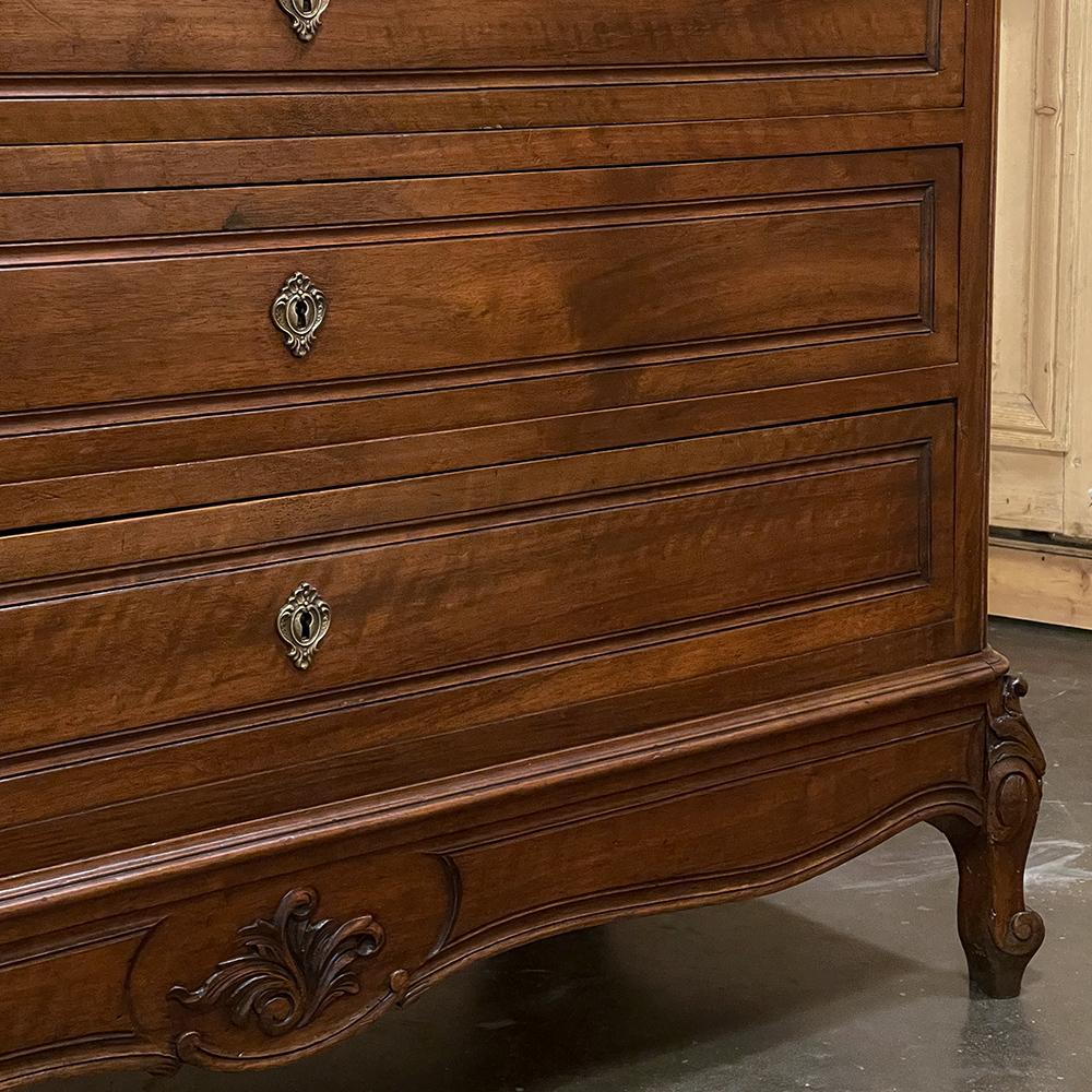 19th Century French Louis XV Walnut Marble Top Commode 7