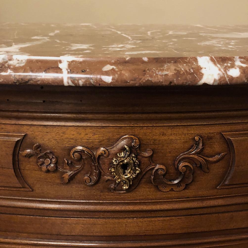 19th Century French Louis XV Walnut Marble Top Commode For Sale 7