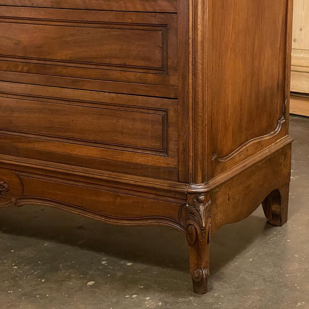 19th Century French Louis XV Walnut Marble Top Commode 12