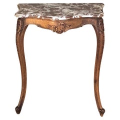 19th Century French Louis XV Walnut Marble Top Console