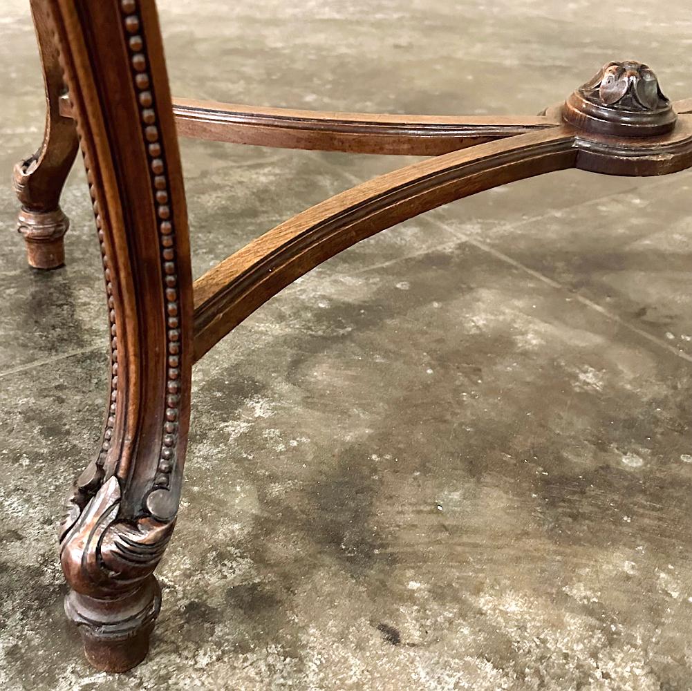 19th Century French Louis XV Walnut Marble Top End Table, Center Table For Sale 10