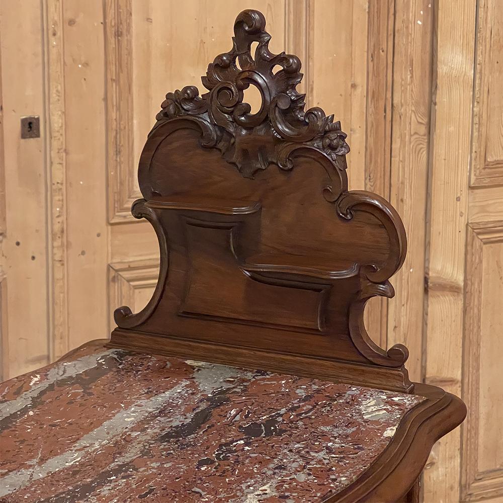 19th Century French Louis XV Walnut Marble Top Nightstand For Sale 5