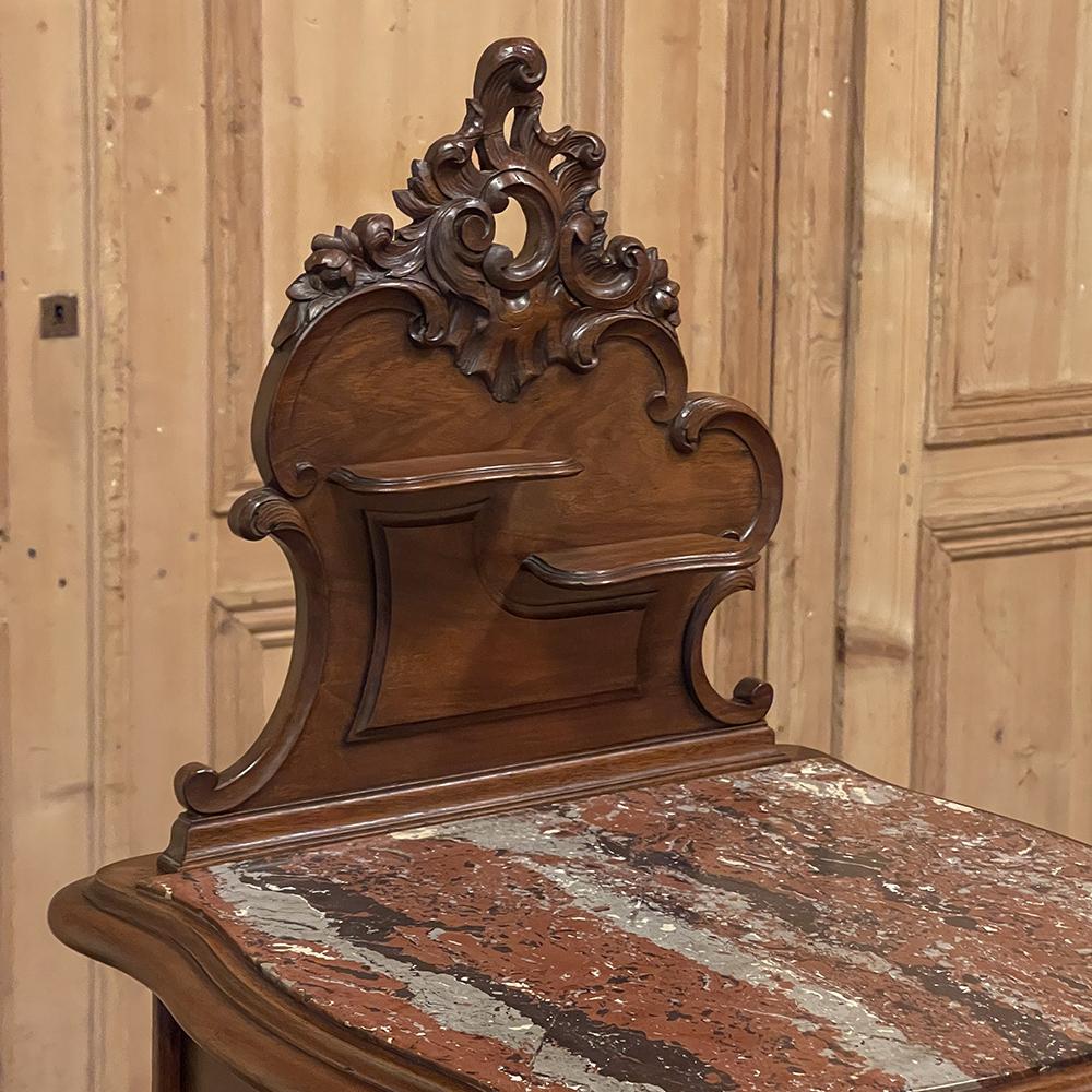 19th Century French Louis XV Walnut Marble Top Nightstand For Sale 6