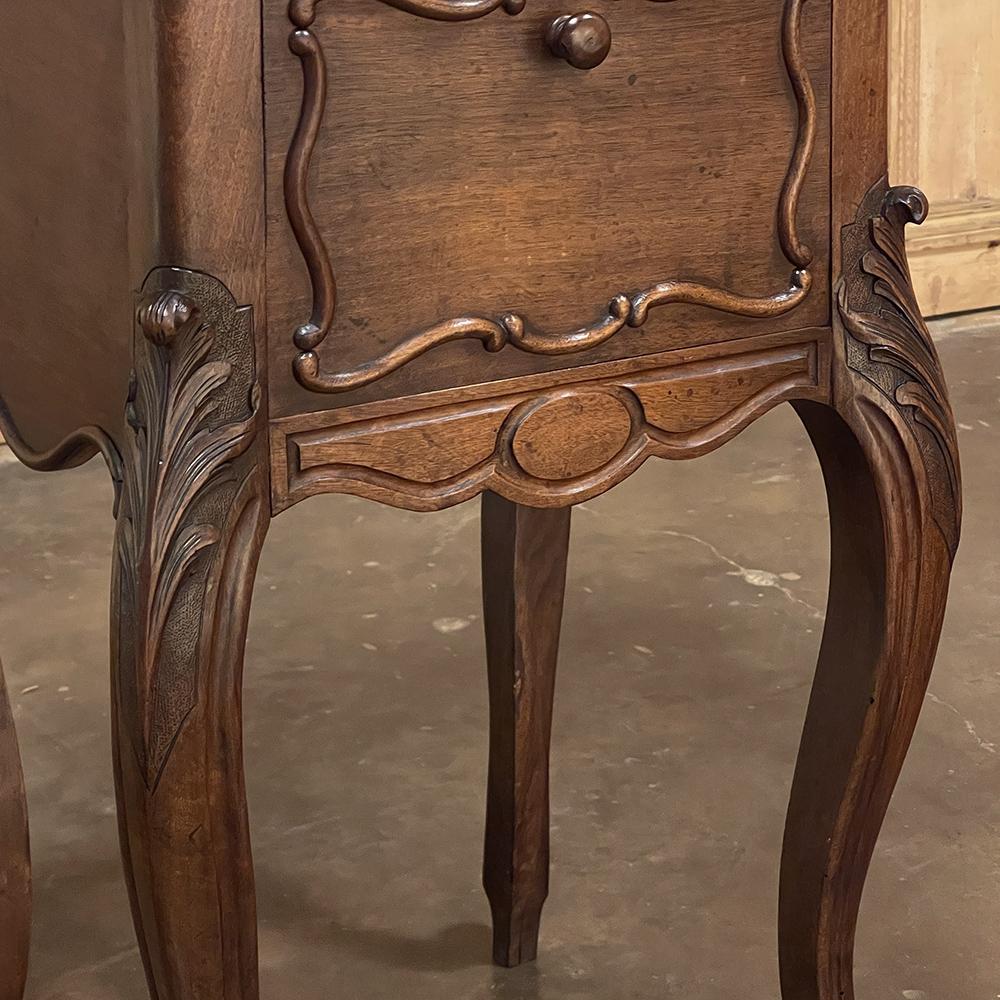 19th Century French Louis XV Walnut Marble Top Nightstand For Sale 7