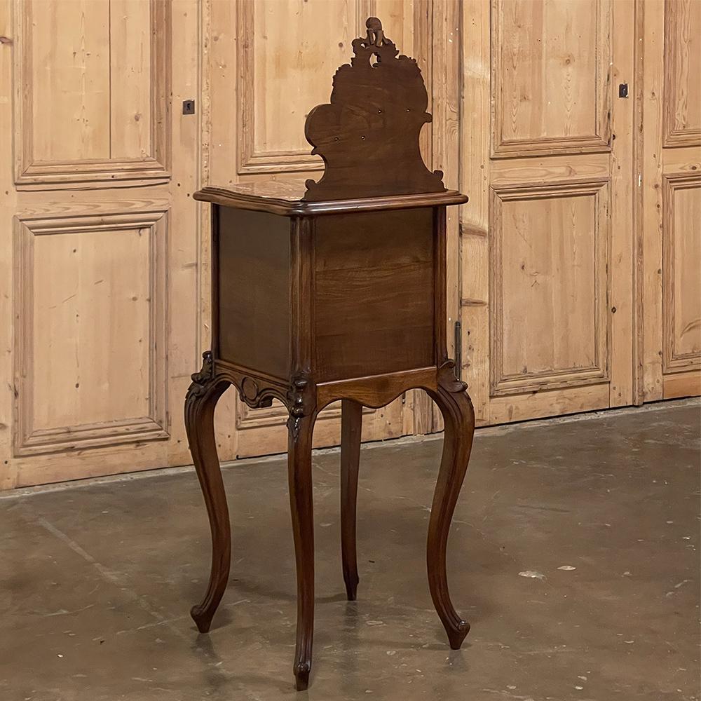 19th Century French Louis XV Walnut Marble Top Nightstand For Sale 13