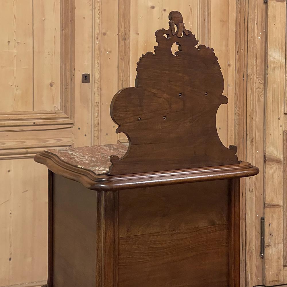 19th Century French Louis XV Walnut Marble Top Nightstand For Sale 14