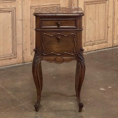 19th Century French Louis XV Walnut Marble Top Nightstand