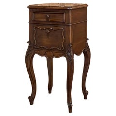 19th Century French Louis XV Walnut Marble Top Nightstand