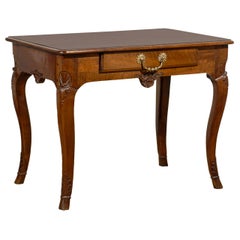 19th Century French Louis XV Walnut Side Table with One Drawer