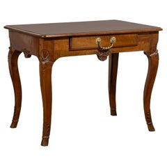 Antique 19th Century French Louis XV Walnut Side Table with One Drawer