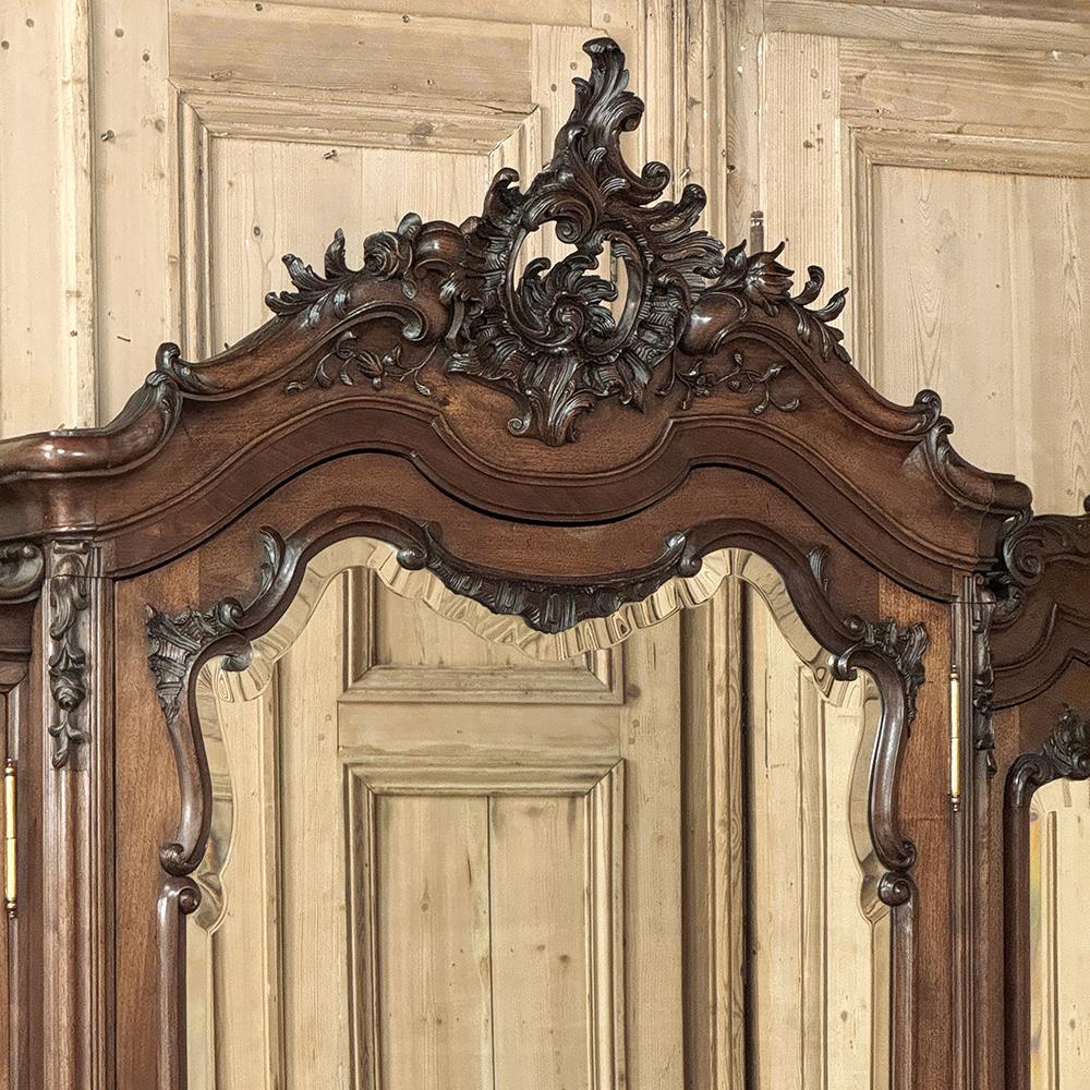 19th Century French Louis XV Walnut Triple Armoire 6