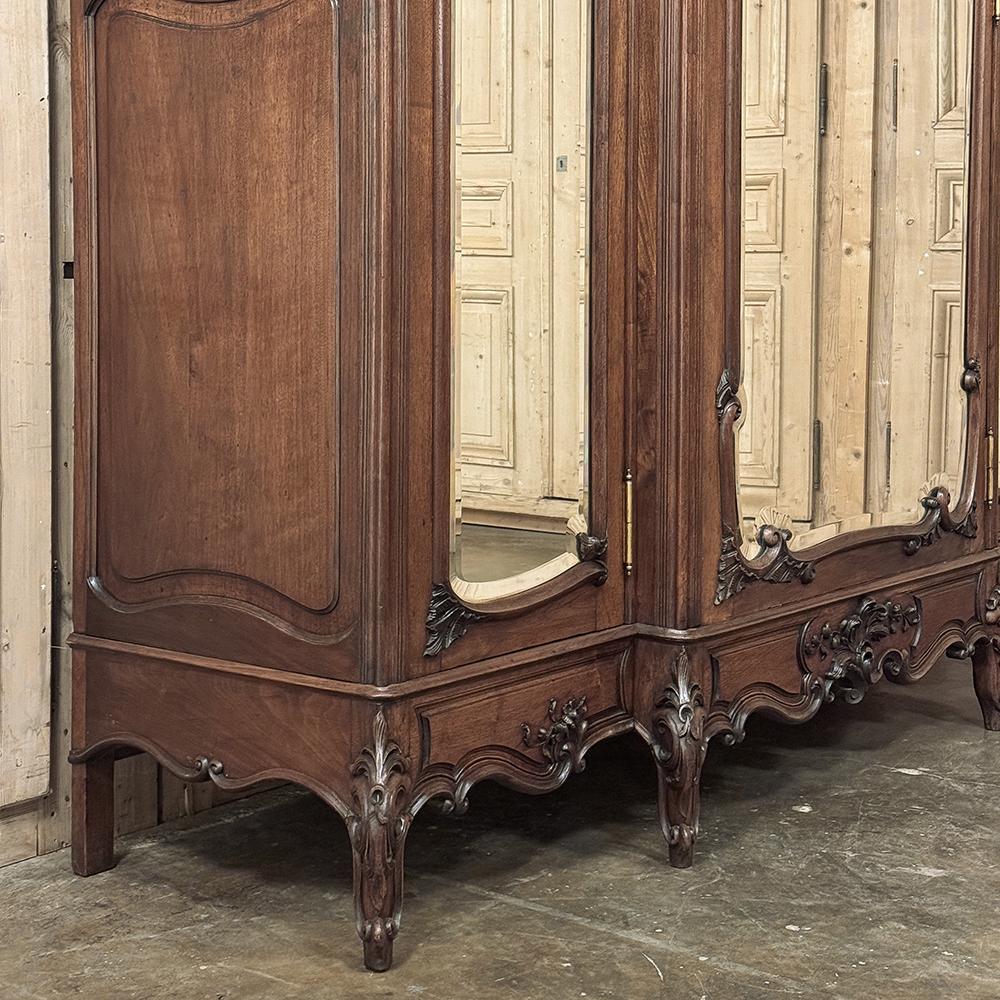 19th Century French Louis XV Walnut Triple Armoire 10