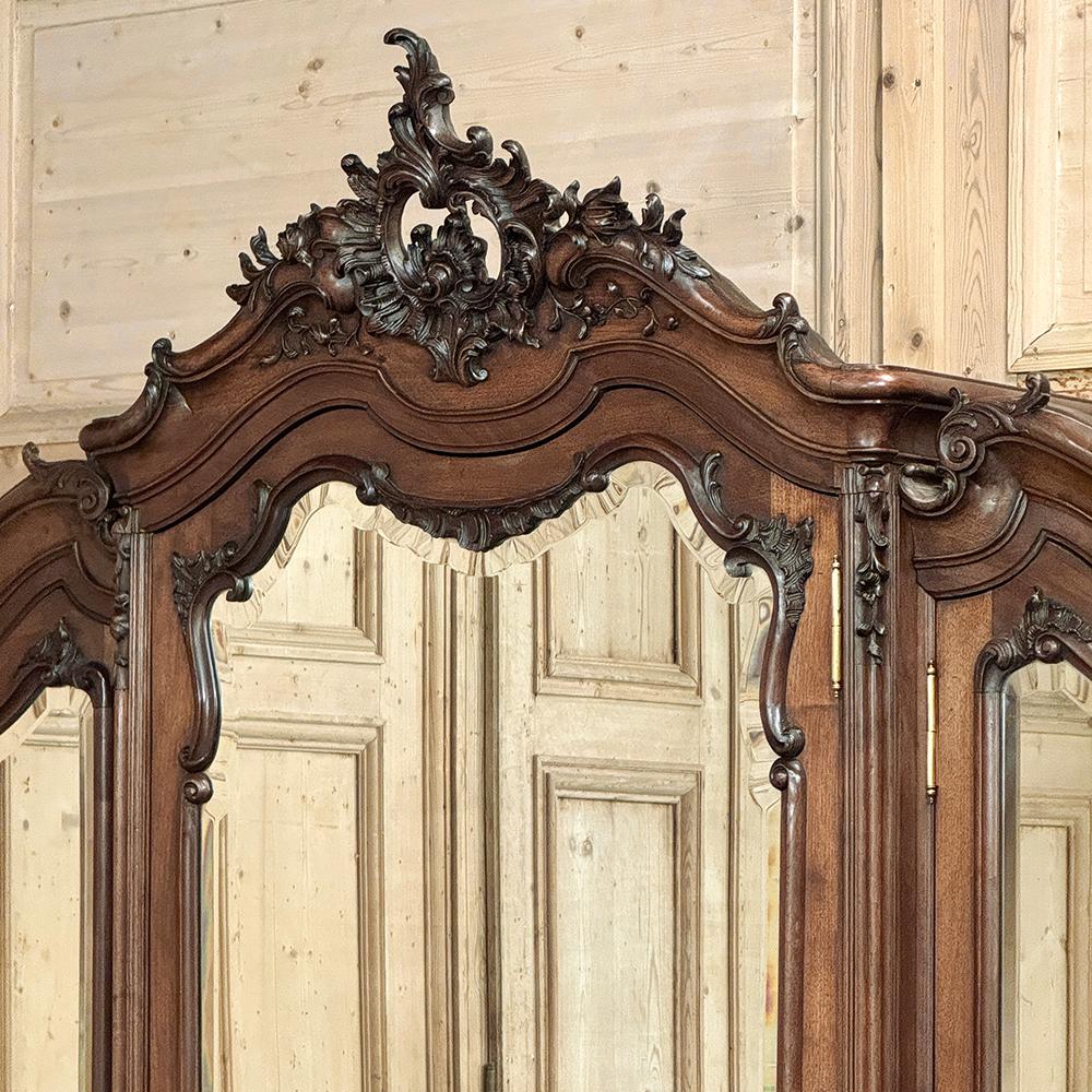 19th Century French Louis XV Walnut Triple Armoire 14