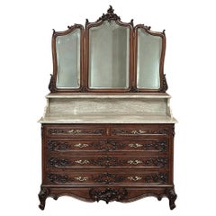 Lavabo de nogal Luis XV francés del siglo XIX ~ Cómoda