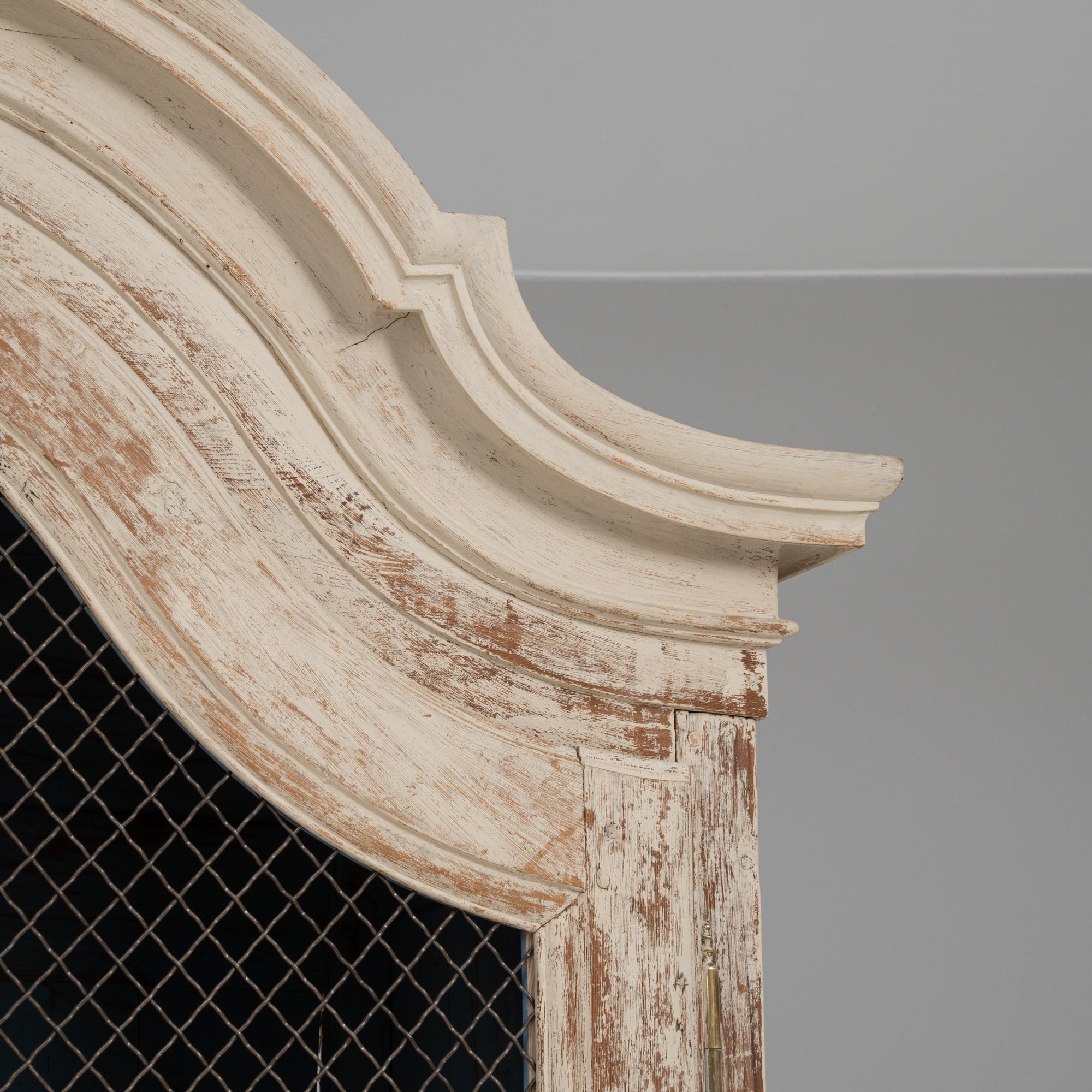 19th Century French Louis XV Wood Patinated Cabinet with Wire Doors For Sale 9