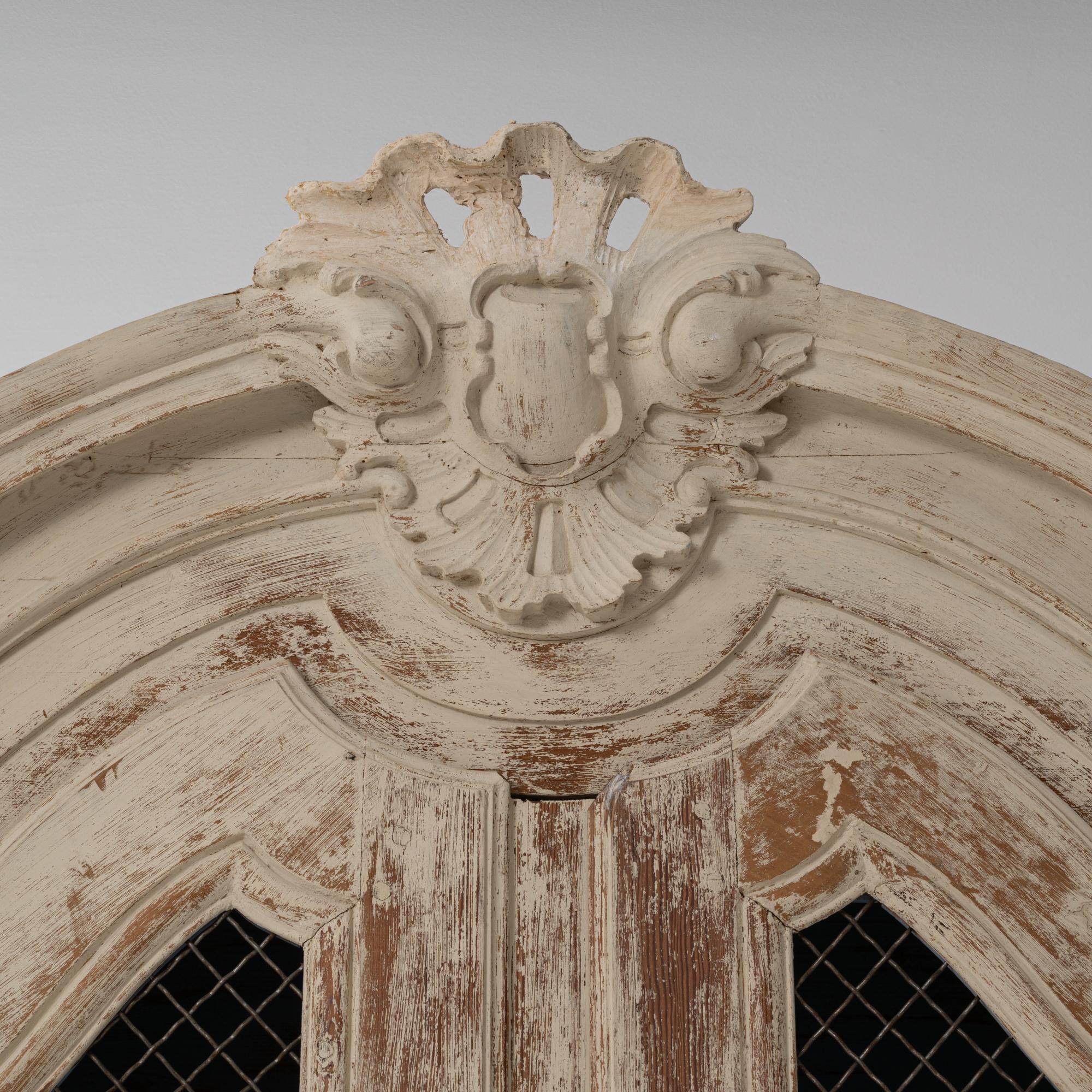 19th Century French Louis XV Wood Patinated Cabinet with Wire Doors For Sale 10