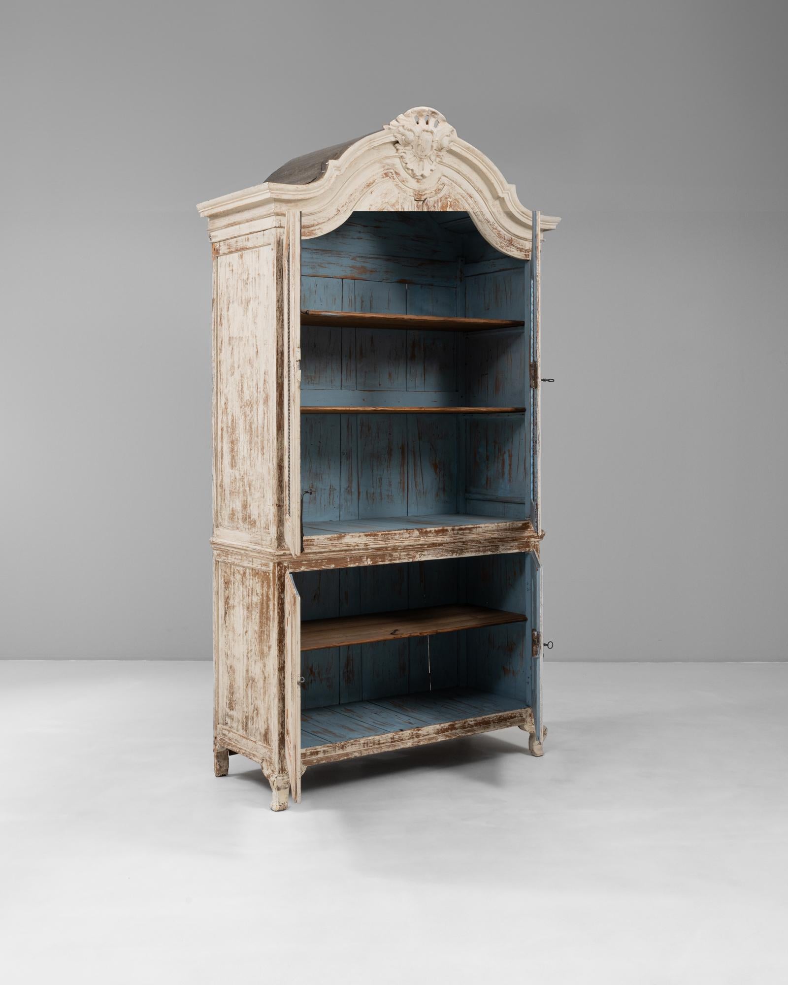 19th Century French Louis XV Wood Patinated Cabinet with Wire Doors For Sale 1