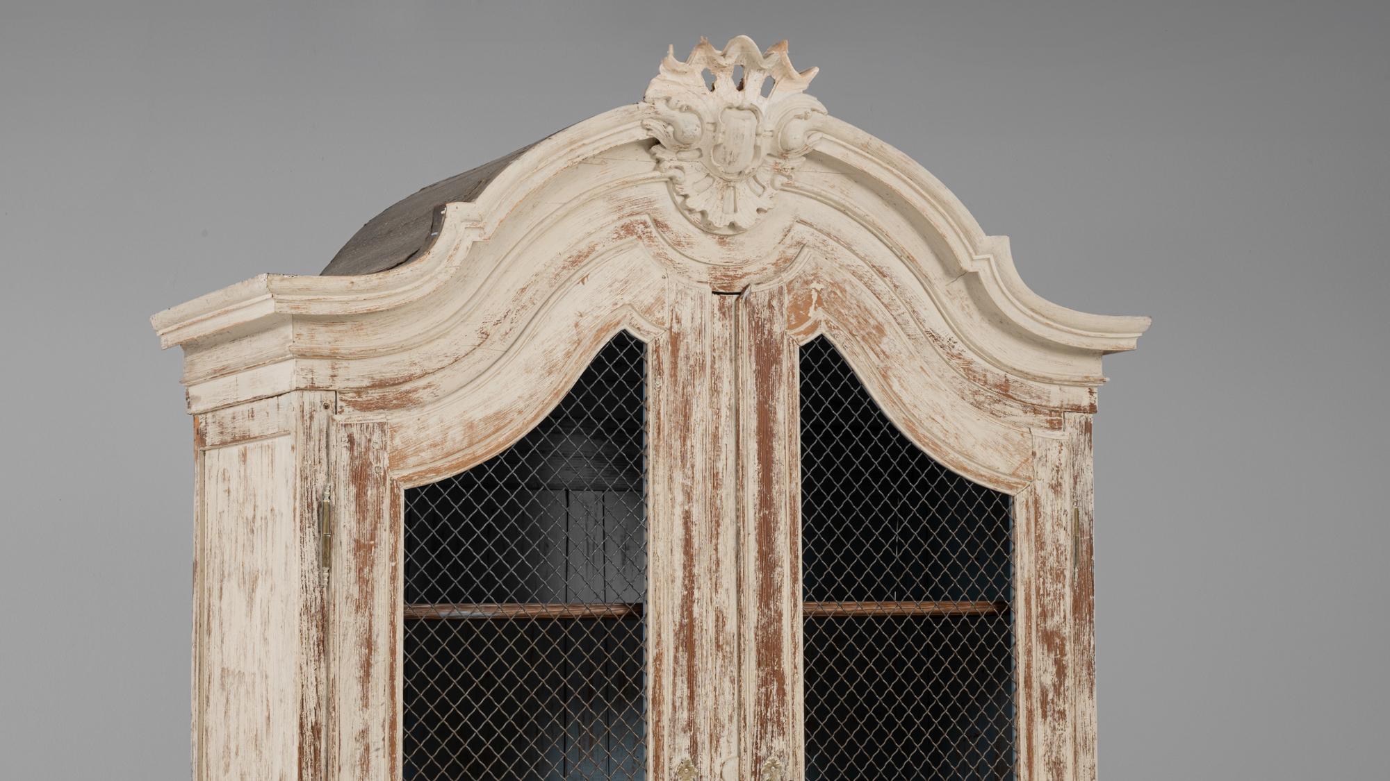 19th Century French Louis XV Wood Patinated Cabinet with Wire Doors For Sale 5