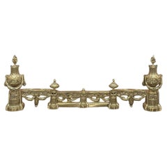 Antique 19th Century French Louis XVI Bronze Adjustable Fireplace Fender Set