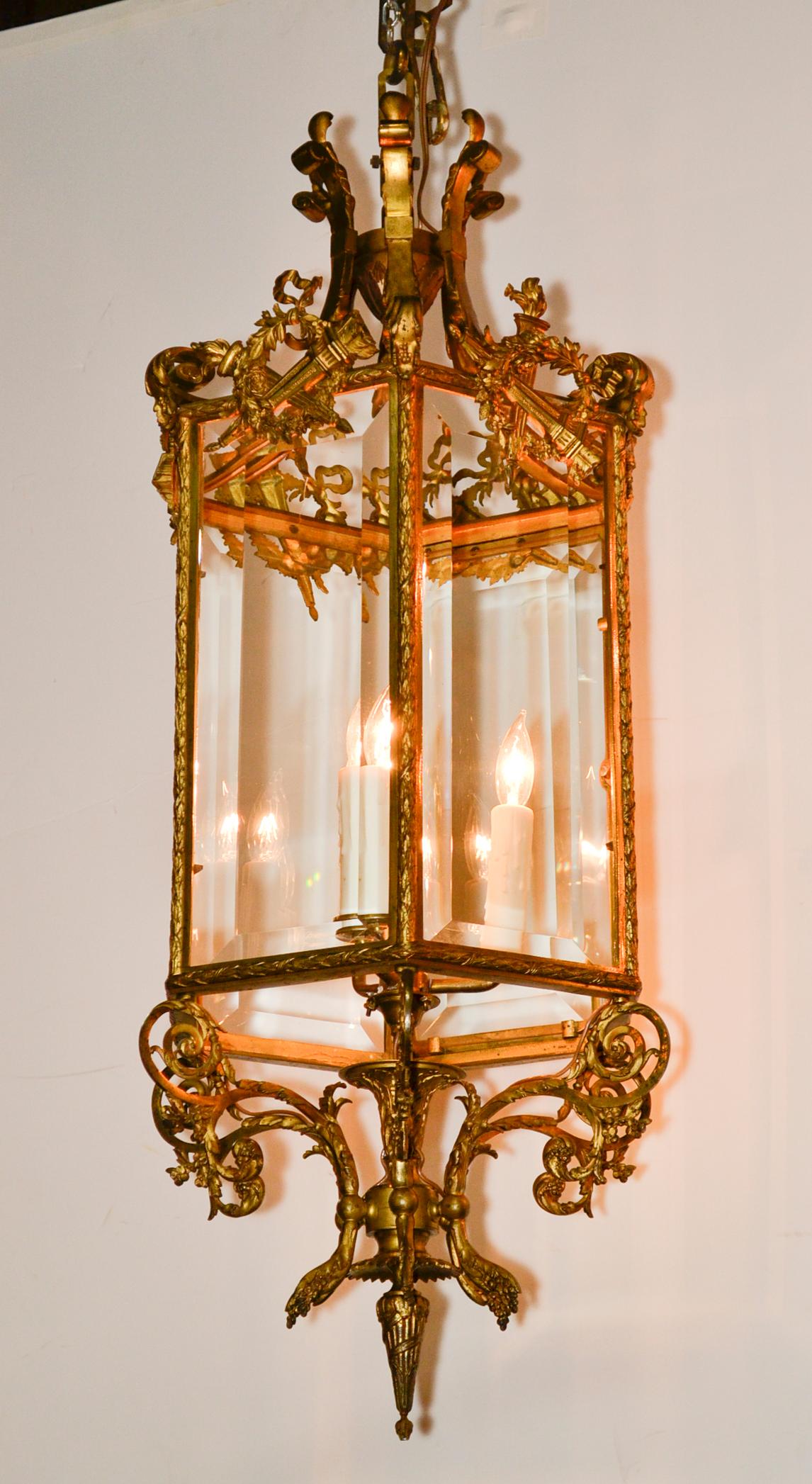 19th Century French Louis XVI Bronze Lantern 2