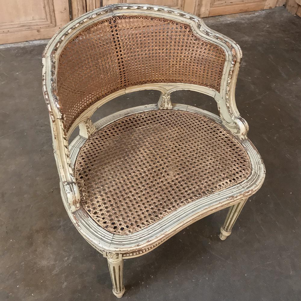19th Century French Louis XVI Caned Vanity Bench 5