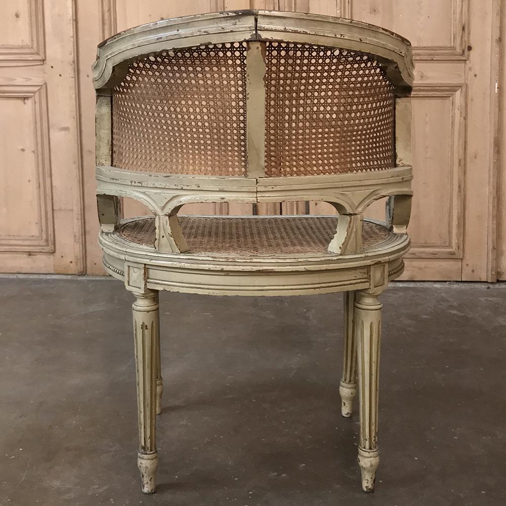 19th Century French Louis XVI Caned Vanity Bench 6