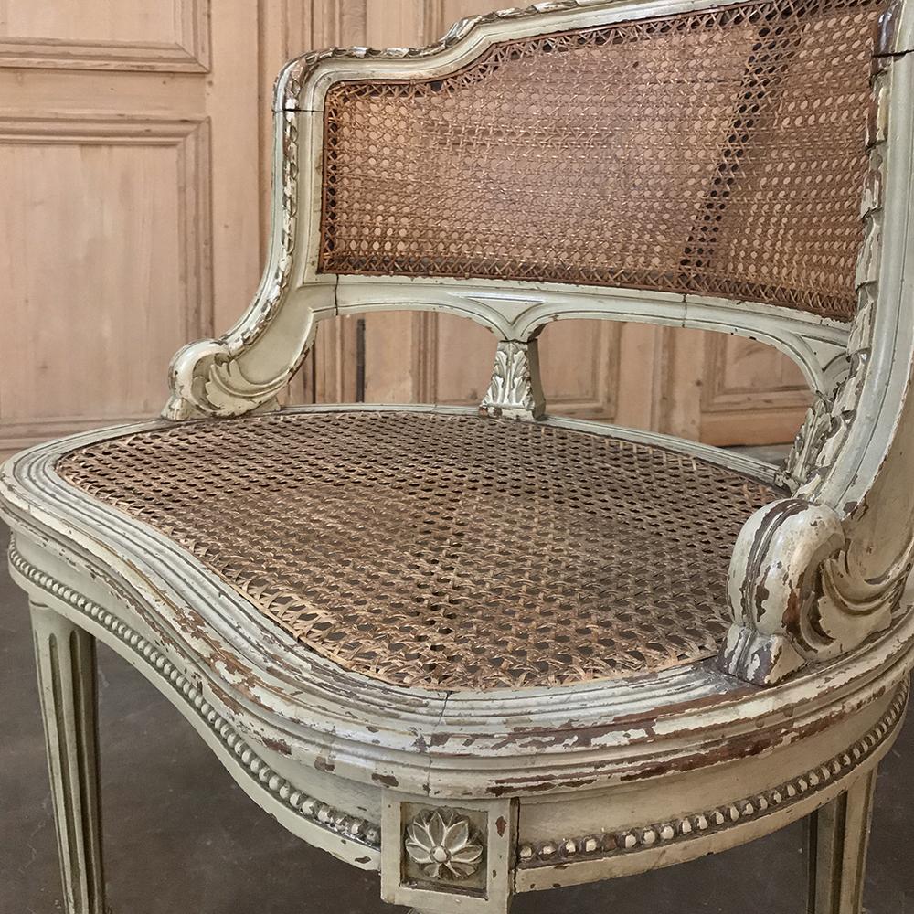 19th Century French Louis XVI Caned Vanity Bench 1