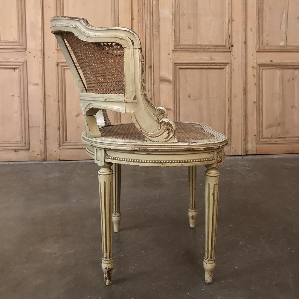 19th Century French Louis XVI Caned Vanity Bench 3