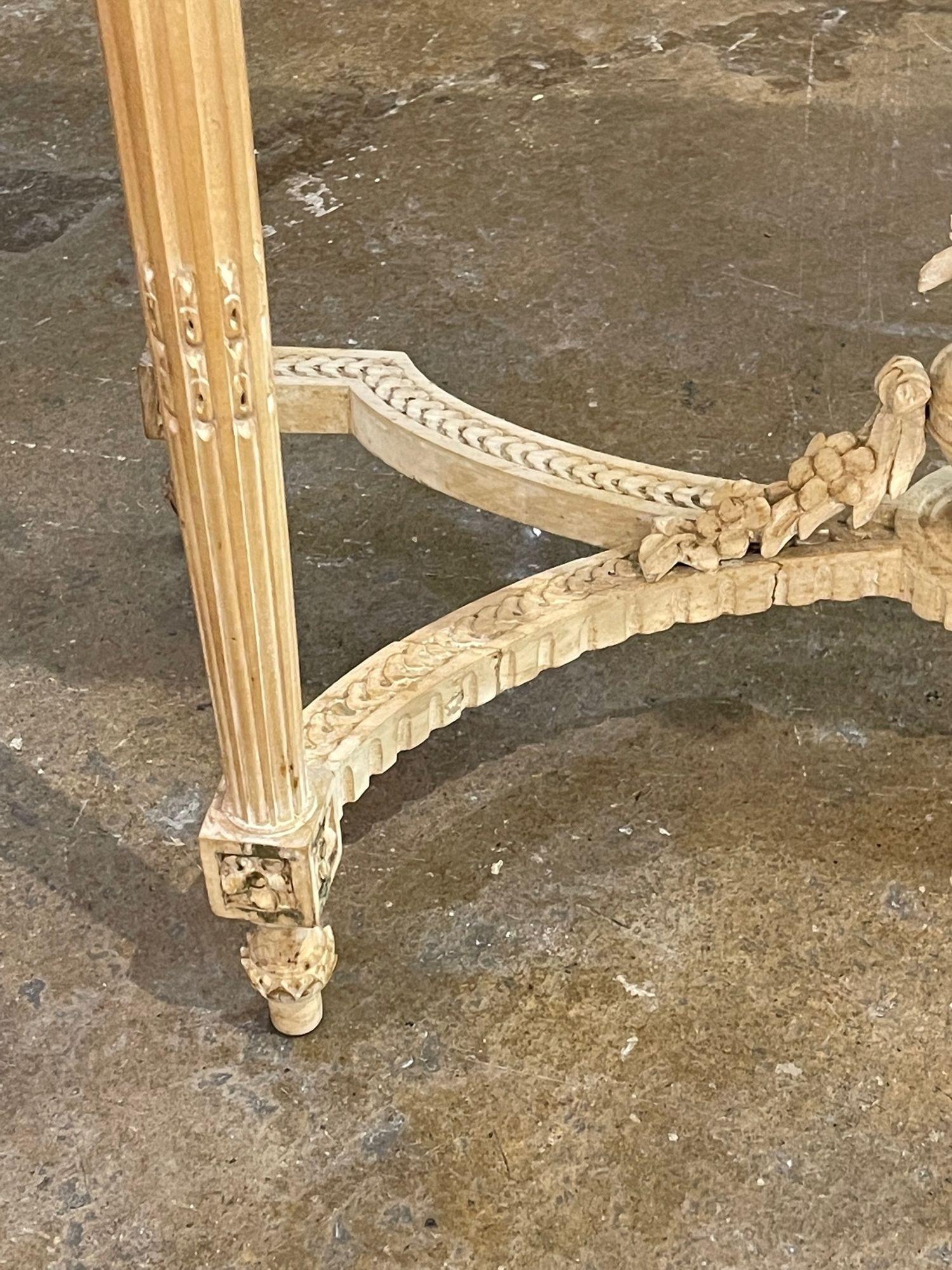 19th Century French Louis XVI Carved and Bleached Walnut Console 4