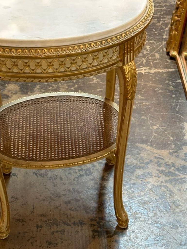 19th Century French Louis XVI Carved and Gilded Side Table In Good Condition For Sale In Dallas, TX