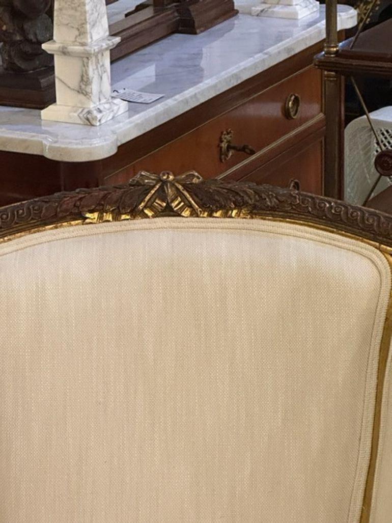 19th Century French Louis XVI Carved and Giltwood Bergere In Good Condition For Sale In Dallas, TX