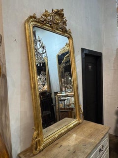 19th Century French Louis XVI Carved and Giltwood Mirror