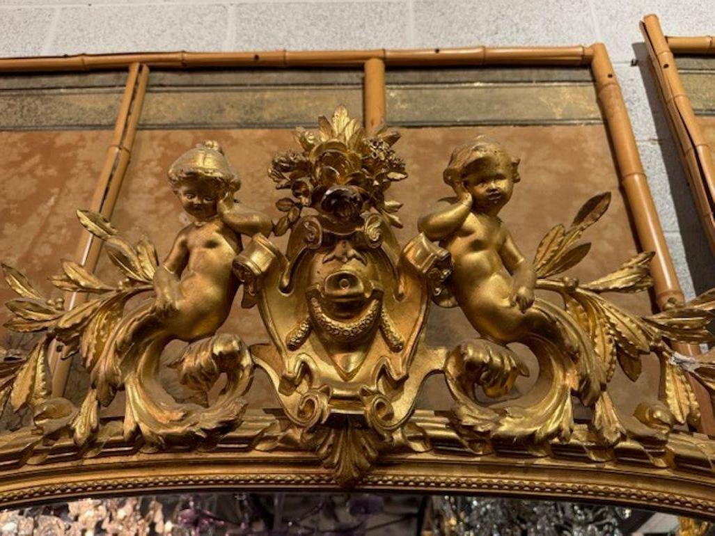 19th Century French Louis XVI Carved and Giltwood Mirror For Sale 1