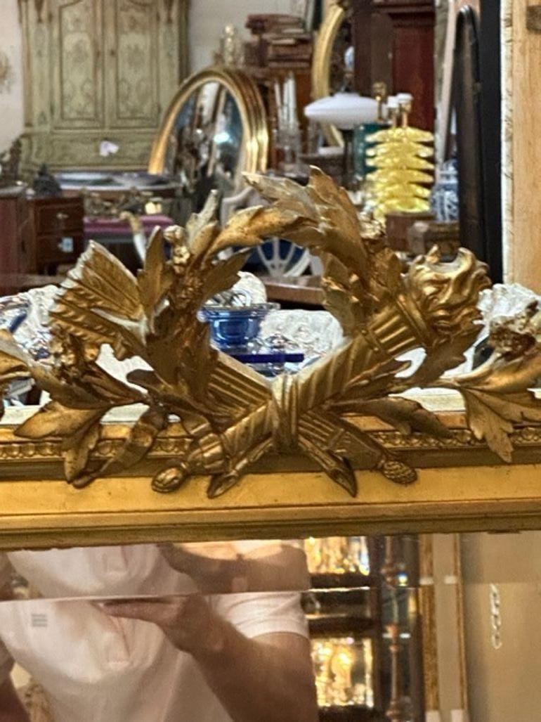 19th Century French Louis XVI Carved and Giltwood Mirror For Sale 2