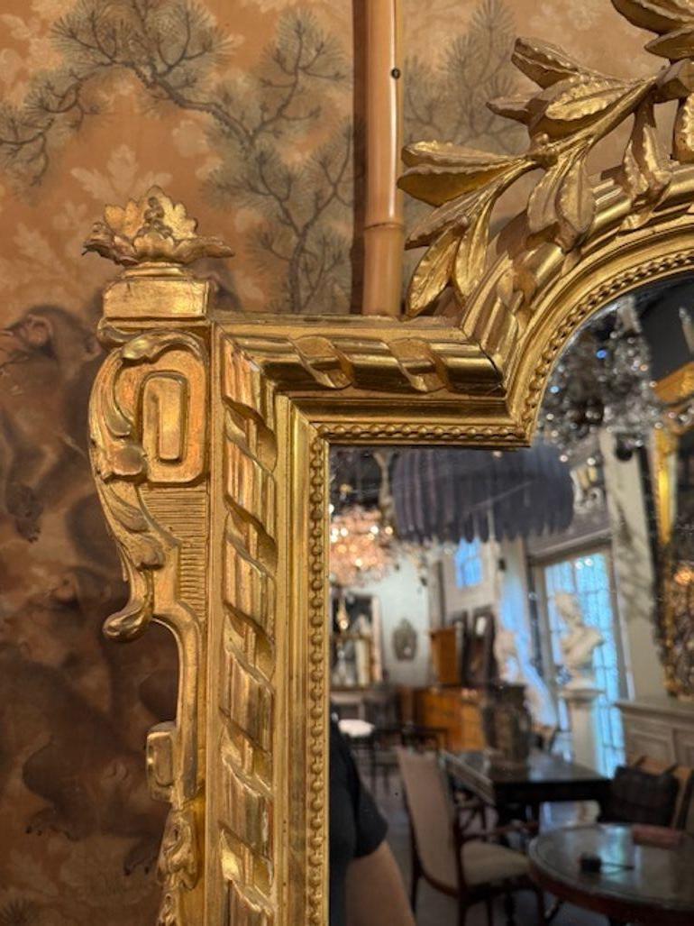 19th Century French Louis XVI Carved and Giltwood Mirror For Sale 2