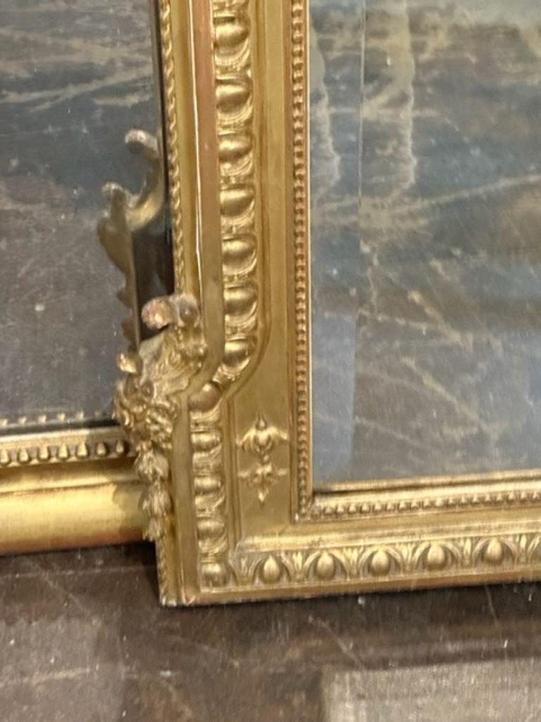 19th Century French Louis XVI Carved and Giltwood Mirror For Sale 4