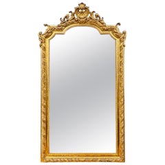 Antique 19th Century French Louis XVI Carved and Giltwood Mirror