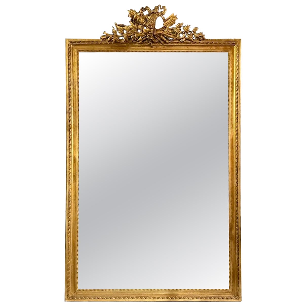 19th Century French Louis XVI Carved and Giltwood MIrror