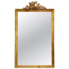 19th Century French Louis XVI Carved and Giltwood MIrror