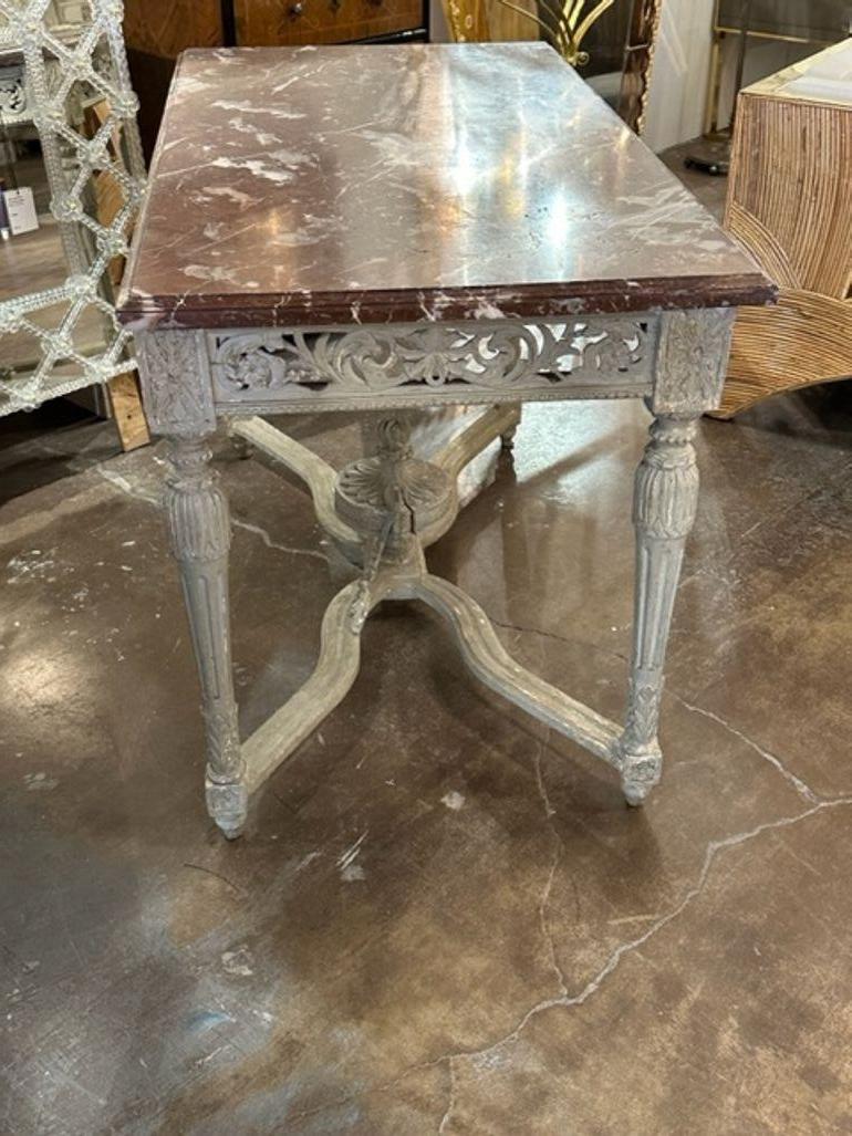19th Century French Louis XVI Carved and Painted Center Table For Sale 2