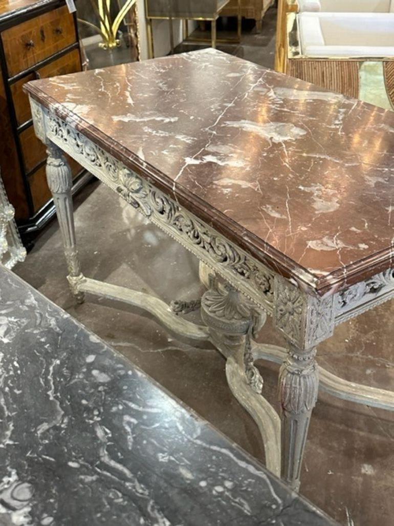 19th Century French Louis XVI Carved and Painted Center Table For Sale 3