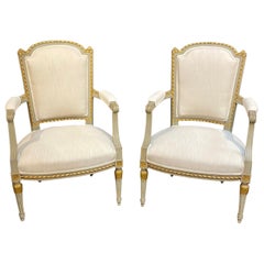 19th Century French Louis XVI Carved and Painted Chairs