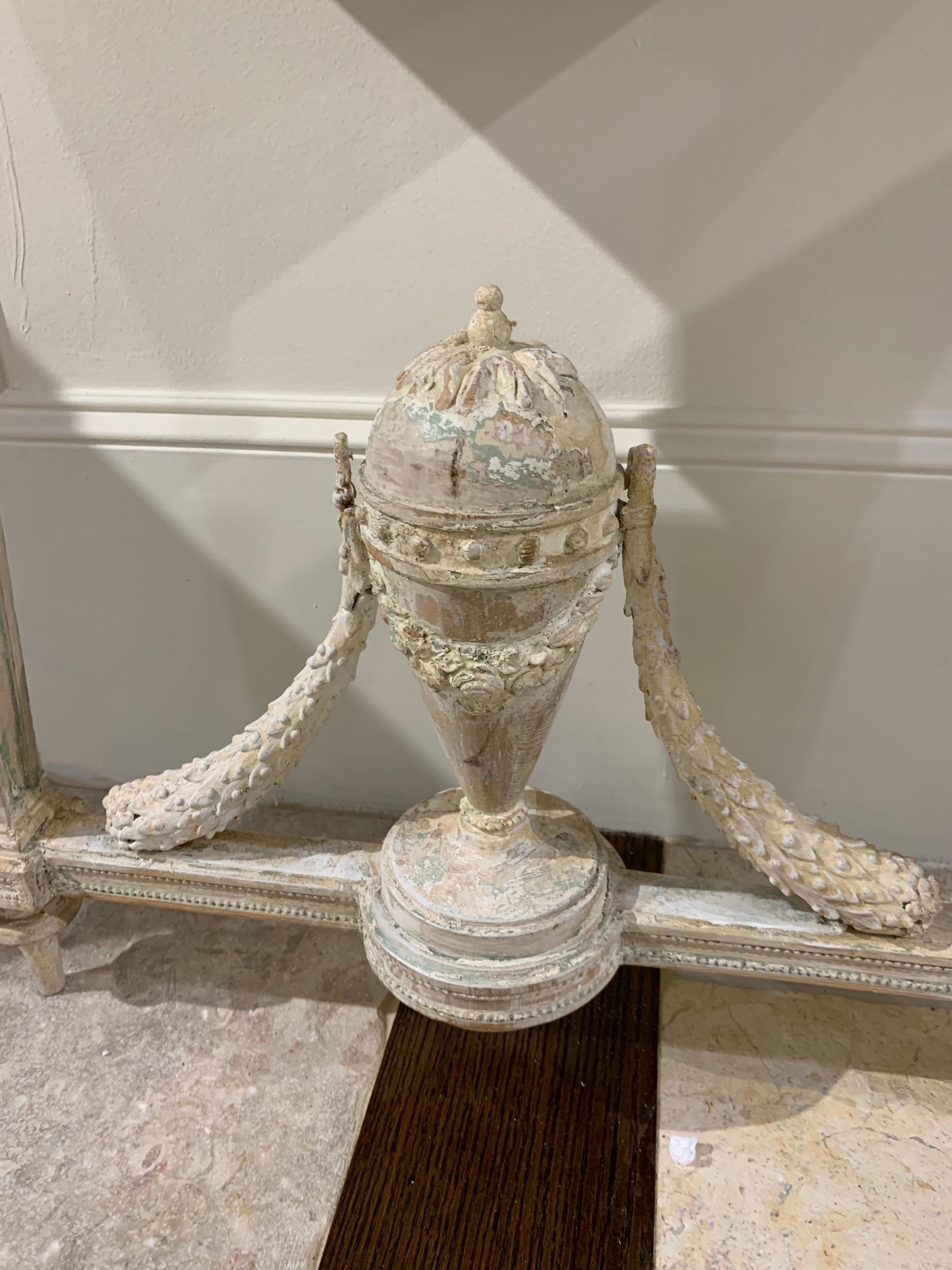 19th Century French Louis XVI Carved and Painted Console 3