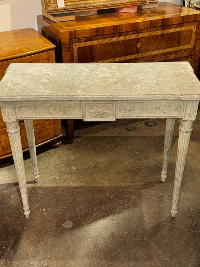 The 19th Century French Louis XVI Carved and Painted Consoles are elegant pieces of furniture that add a real touch of elegance. Perfect for adding a touch of sophistication and history to any home, these consoles would be a stylish addition to a