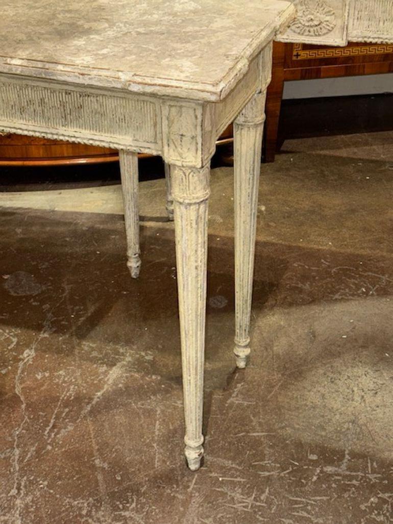 Wood 19th Century French Louis XVI Carved and Painted Consoles For Sale