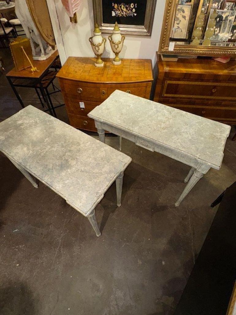 19th Century French Louis XVI Carved and Painted Consoles For Sale 1