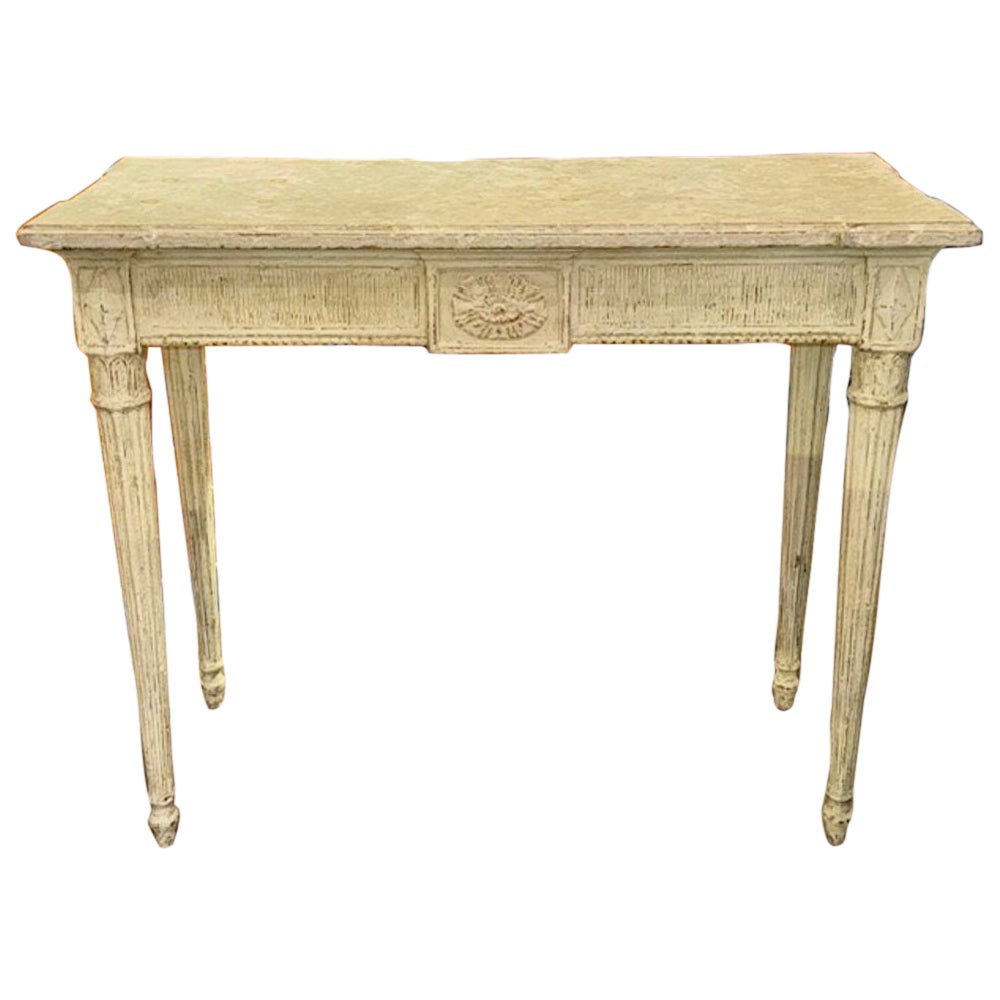 Consoles Louis XVI françaises du 19ème siècle, sculptées et peintes