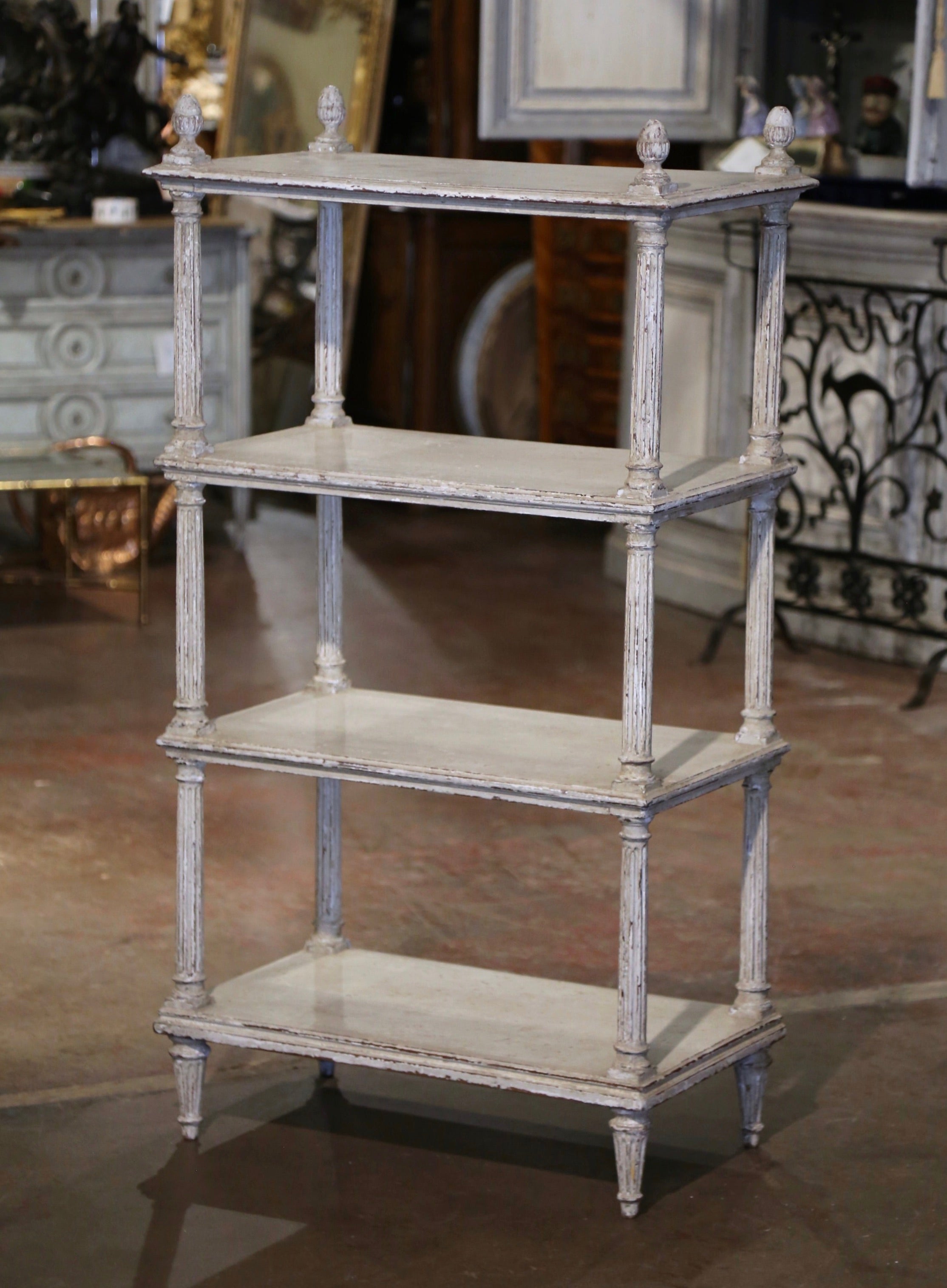 19th Century French Louis XVI Carved and Painted Free Standing Shelf ...