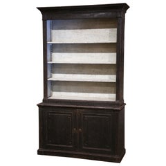 19th Century French Louis XVI Carved and Painted Open Bookcase Cabinet